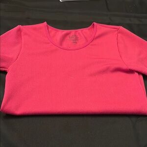Pink Crew Neck Short Sleeve Fitted T-Shirt